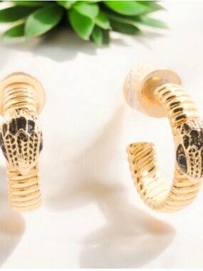 ✨💎NWT💎✨Kurt Geiger Gold Snake Hoop Earrings w/Dusty and Papers